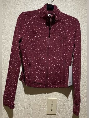 Lululemon NWT Define Cropped Nulu Fill Zip Jacket Heart Scatter Dot Print Size 6